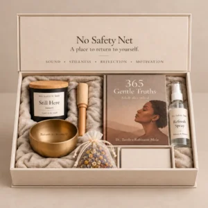 No Safety Net Motivational Box with candle, spray, tea, reflection cards and singing bowl